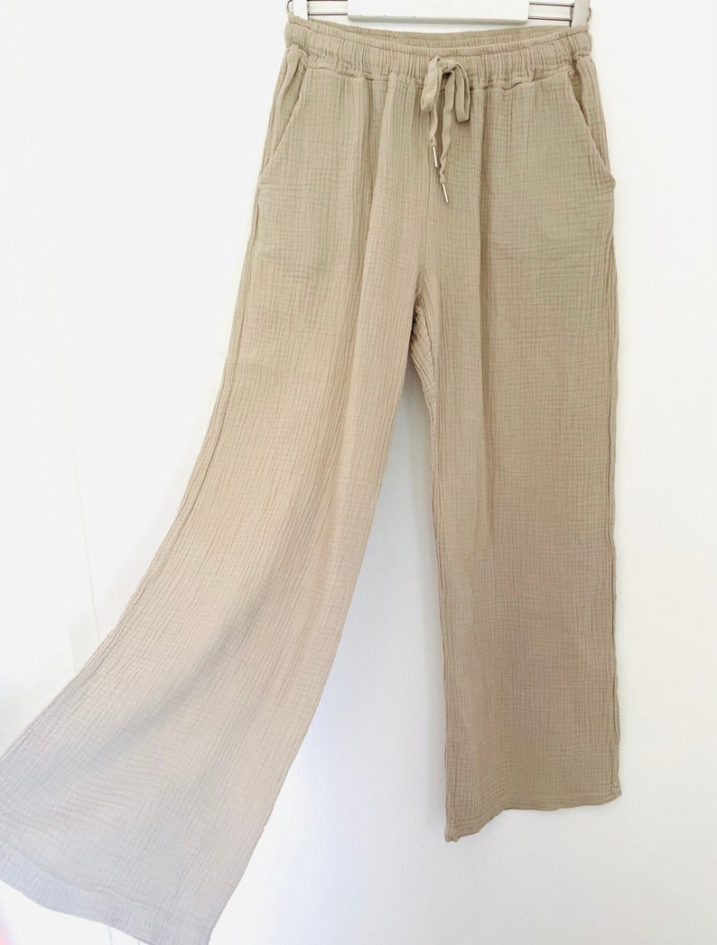 Weite Musselin-Hose Gr. 34-40 Sand/Beige weite Hose SCHUHZWANG Bild 1