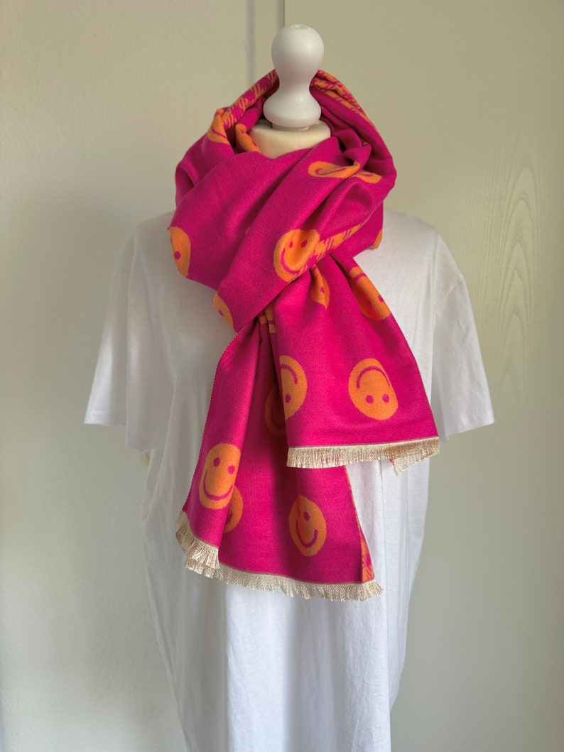 Scarf SMILEY soft cuddly scarf pink/orange SCHUHZWANG image 1
