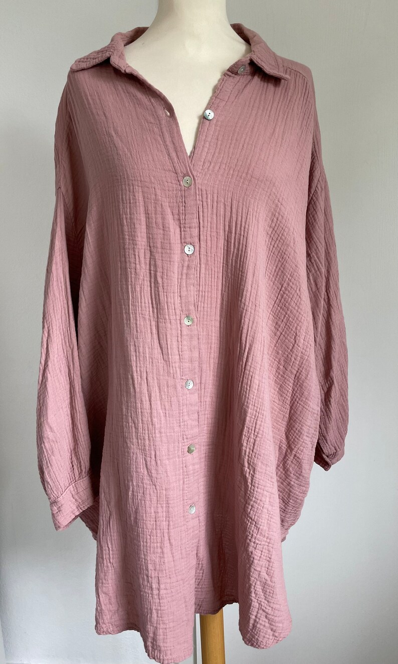 Oversized Musselinbluse XS-XXL Hell-Rosenholz Mittel-Altrosa Alt-Rosé SCHUHZWANG Bild 2