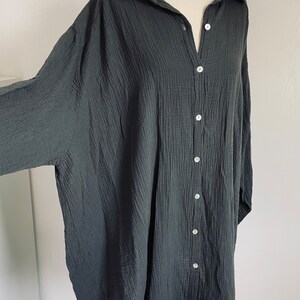 Oversized muslin blouse XS-XXL shirt anthracite dark gray SCHUHZWANG image 4