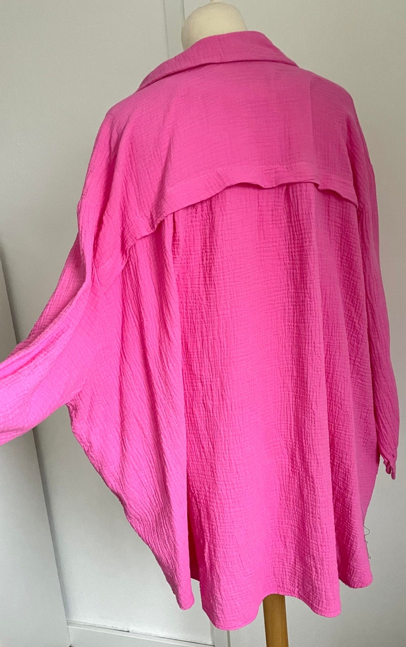 Oversized Musselinbluse XS-XXL Hemd Pinkrosa schuhzwang Bild 1