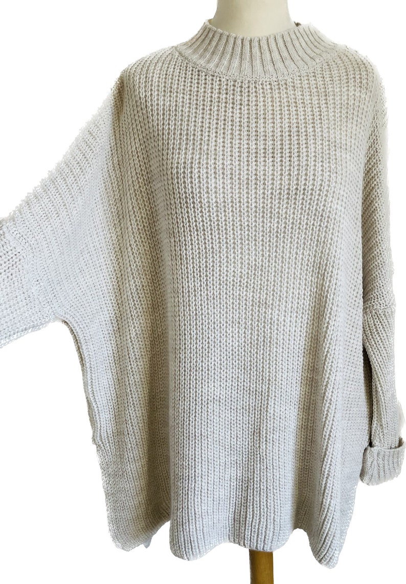 Oversized Ripp-Strickpullover Grobstrick CARLA Hell-Beige SCHUHZWANG Bild 1