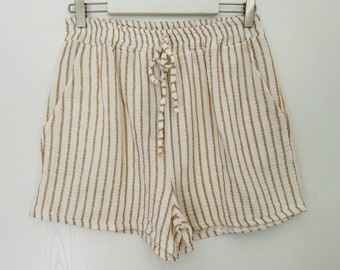 Muslin shorts size. 34-40 shorts - beige/white - SCHUHZWANG