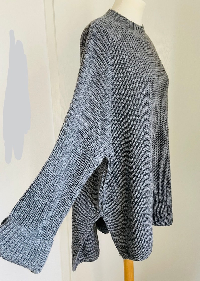 Oversized Ripp-Strickpullover Grobstrick CARLA Grau SCHUHZWANG Bild 4