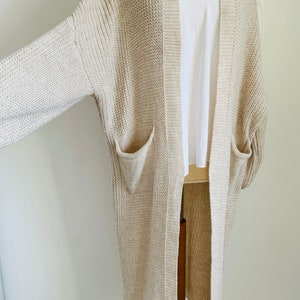 Langer Cardigan CARA Strickjacke Strickmantel Light Beige SCHUHZWANG Bild 3