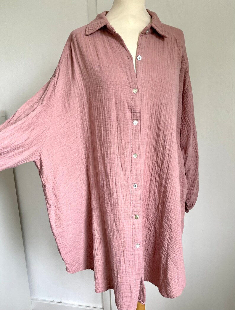 Oversized Musselinbluse XS-XXL Hell-Rosenholz Mittel-Altrosa Alt-Rosé SCHUHZWANG Bild 4