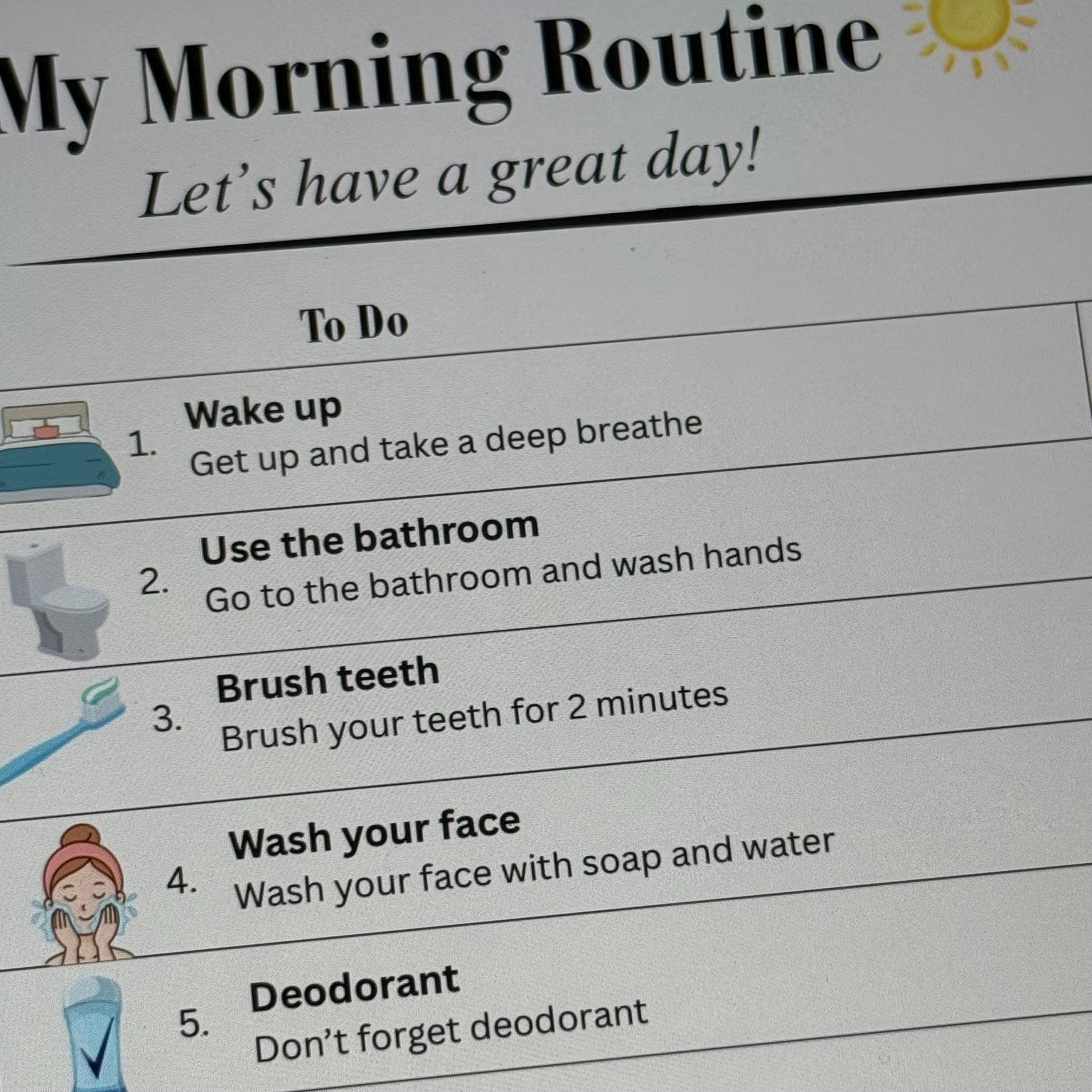 Visual Morning Checklist.pdf Visual Morning Routine Checklist | Autism, ADHD Daily Independence ...