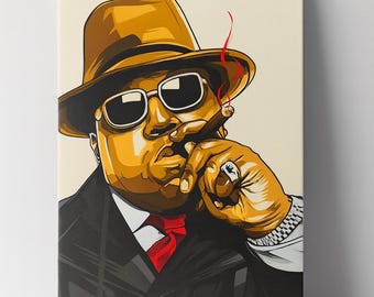 Notorious BIG Canvas Wall Art – Hip Hop Rap Legend Portrait, Biggie Smalls Wall Decor