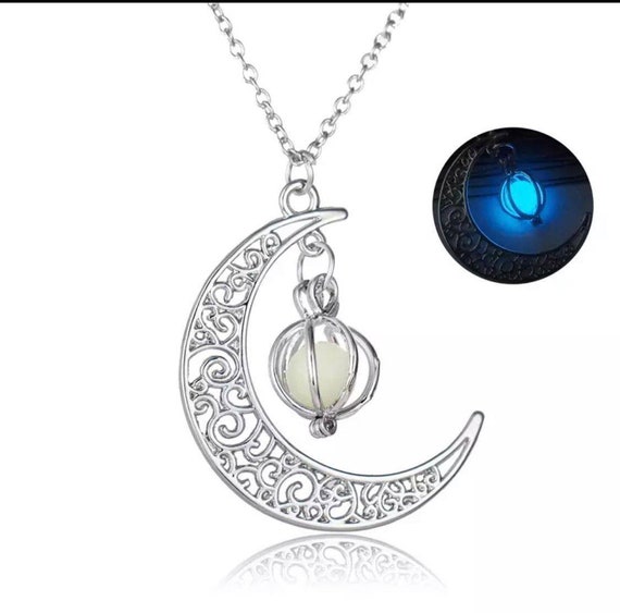 Moon Necklace Crescent Moon Choker Glow in the Dark Necklace - Etsy
