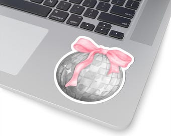 Coquette Disco Ball Sticker: Girly Laptop Decal, Cute Stationery