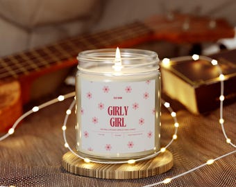 Girly Girl Candle: Scented Natural Coconut Apricot Wax Jar Candle, Aesthetic Girly Candle, Best Friend Gift, Housewarming Gift