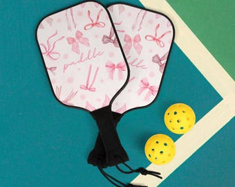 Coquette Pickleball Paddle Set: Girly Pink Bows Pickleball Paddle, Sporty Gift