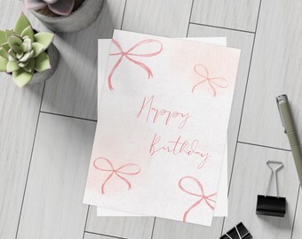 Girly Coquette Birthday Cards: Hand-Designed Matte or Coated Happy Birthday Postcard Bundles, Cards with Envelopes