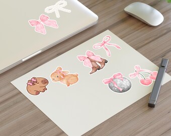 Coquette Style Sticker Sheet: Hand-Designed Laptop Decals, Cute and Girly Stationery