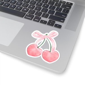 Coquette Cherry Hearts Sticker, Premium Laptop Stickers, Cute Stickers For Kindle, Cowgirl Stickers, Girly Stickers, Gifts For Her