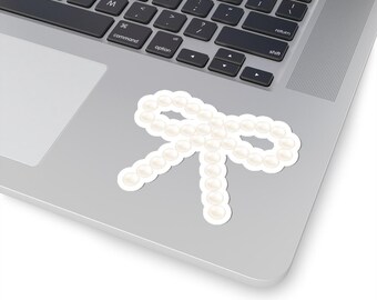 Coquette Pearl Bow Sticker: Girly Laptop Decal, Cute Stationery