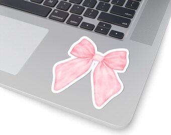 Coquette Pink Bow Sticker: Girly Laptop Decal, Cute Stationery