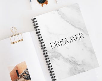 Aesthetic Marble Printed Spiral Notebook: Minimalist Motivational Notebooks, School and Office Essentials