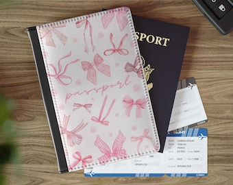 Pink Bows Passport Cover: Coquette Travel Document Holder, Travel Essentials, Travel Accessories