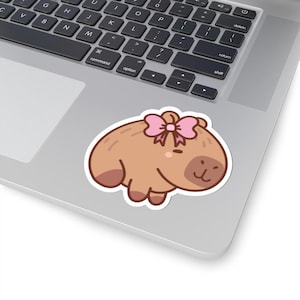 Coquette Capybara Sticker, Premium Laptop Stickers, Cute Stickers For Kindle, Kawaii Stickers, Girly Stickers, Gifts For Her, Stationery