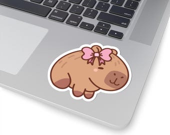 Coquette Capybara Sticker: Girly Laptop Decal, Cute Stationery