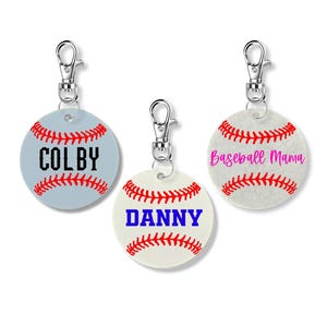 Personalized Baseball Keychain - 2 Inch, Custom Baseball Accessory, Custom Baseball Team Gift, Baseball Coach Gift, Baseball Bag Name Tag