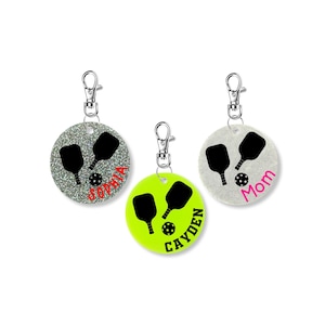 Personalized Pickleball Keychain - 2 Inch, Custom Pickleball Accessory, Pickleball Paddle Keychain, Pickleball Coach Gift, Pickleball Bag