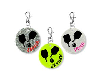 Personalized Pickleball Keychain - 2 Inch, Custom Pickleball Accessory, Pickleball Paddle Keychain, Pickleball Coach Gift, Pickleball Bag