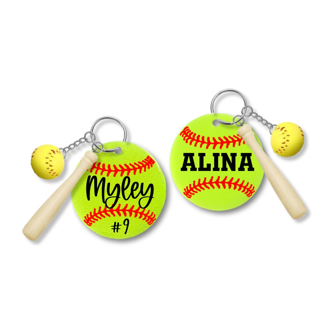 2.5 Personalized Softball Keychain Softball Player Gift Bat Bag Tag