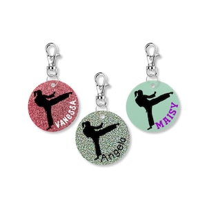Personalized Karate Girl Keychain - 2 Inch, Custom Karate Keychain, Martial Arts Girl Bag Tag, Backpack Name Charm