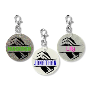 Personalized Ice Hockey Keychain - 2 Inch, Ice Hockey Gear Bag Accessory, Custom Hockey Bag Tag, Ice Hockey Team Gift, Custom Coach Gift