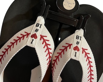 Personalized Baseball Flip Flops | Baseball Sandals | Custom Baseball Sandals | Baseball Game Day Shoes | Baseball Mom Shoes | Game Day Shoe