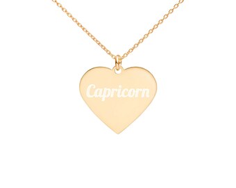 Capricorn Horoscope Necklace Heart Shaped - Zodiac Jewelry