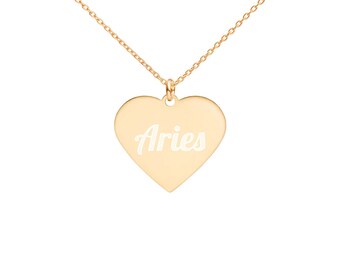 Aries Horoscope Necklace Heart Shaped - Zodiac Jewelry