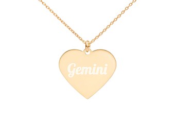Gemini Horoscope Necklace Heart Shaped - Celestial Jewelry Necklace - Unisex Horoscope Necklace - Personalize Gift Necklace - Christmas Gift
