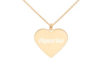 Aquarius Horoscope Necklace Heart Shaped - Zodiac Jewelry