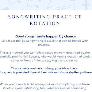 Songwriting Journal Printable - Songwriting Rotation Practice