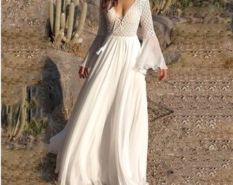 long white boho dresses