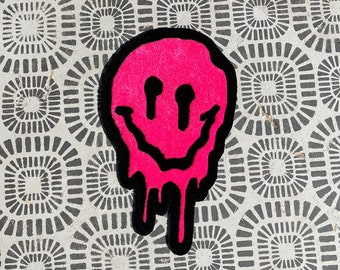 Trippy Pink Smiley Face Rug Handmade Tufted Rug Custom Accent Rug Gift
