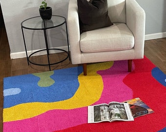 Groovy Tufted Area Rug for Living Room Big Psychedelic Trippy Rug