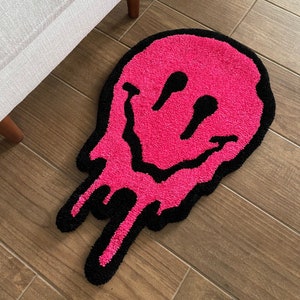 Trippy Pink Smiley Face Rug Handmade Tufted Rug for Bedroom - Etsy