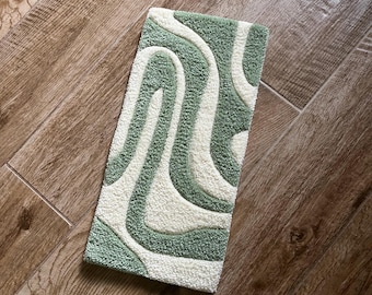 Sage Green and Off-White Tufted Keyboard Rug Wrist Rest for Office Computer, Laptop, Video Game System