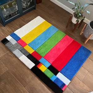 No Signal Lost Tv Tufted Rug Old School Television Custom Rug, Retro Vintage Television Design, Multicolored Trippy Rug, Analog Television