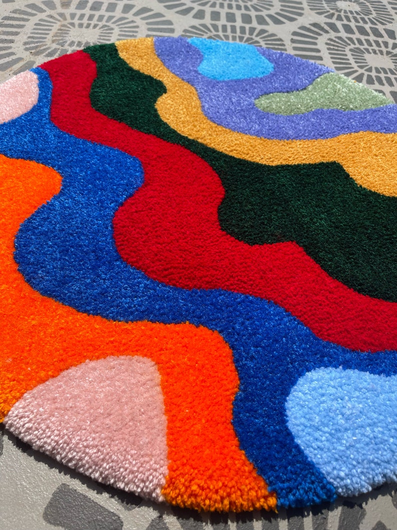 Groovy Psychedelic Round Tufted Rug Etsy
