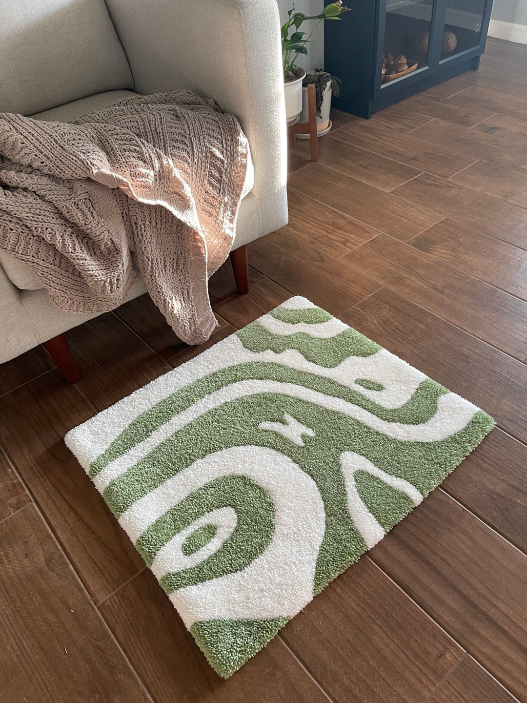 Green and white rug discount