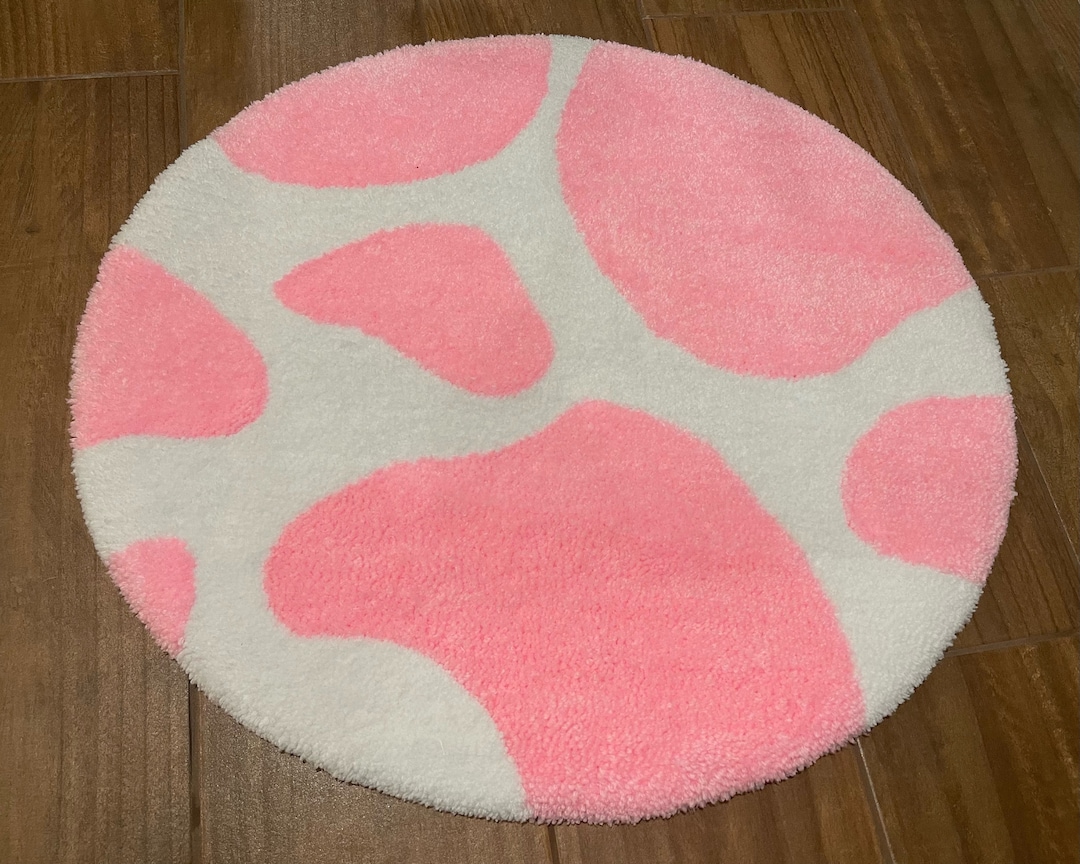 Soft Pink and White Cow Print Rug Tufted Rug Custom Animal Etsy