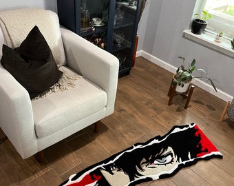Custom Tufted Rug for Bedroom Handmade Accent Rugs Personalized Gift, Minimalist Custom Logo Team Rug, Anime Custom Carpet