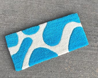 Off White Aqua Blue Keyboard Rug, Wrist Rest for Office Computer, Laptop, Video Game System