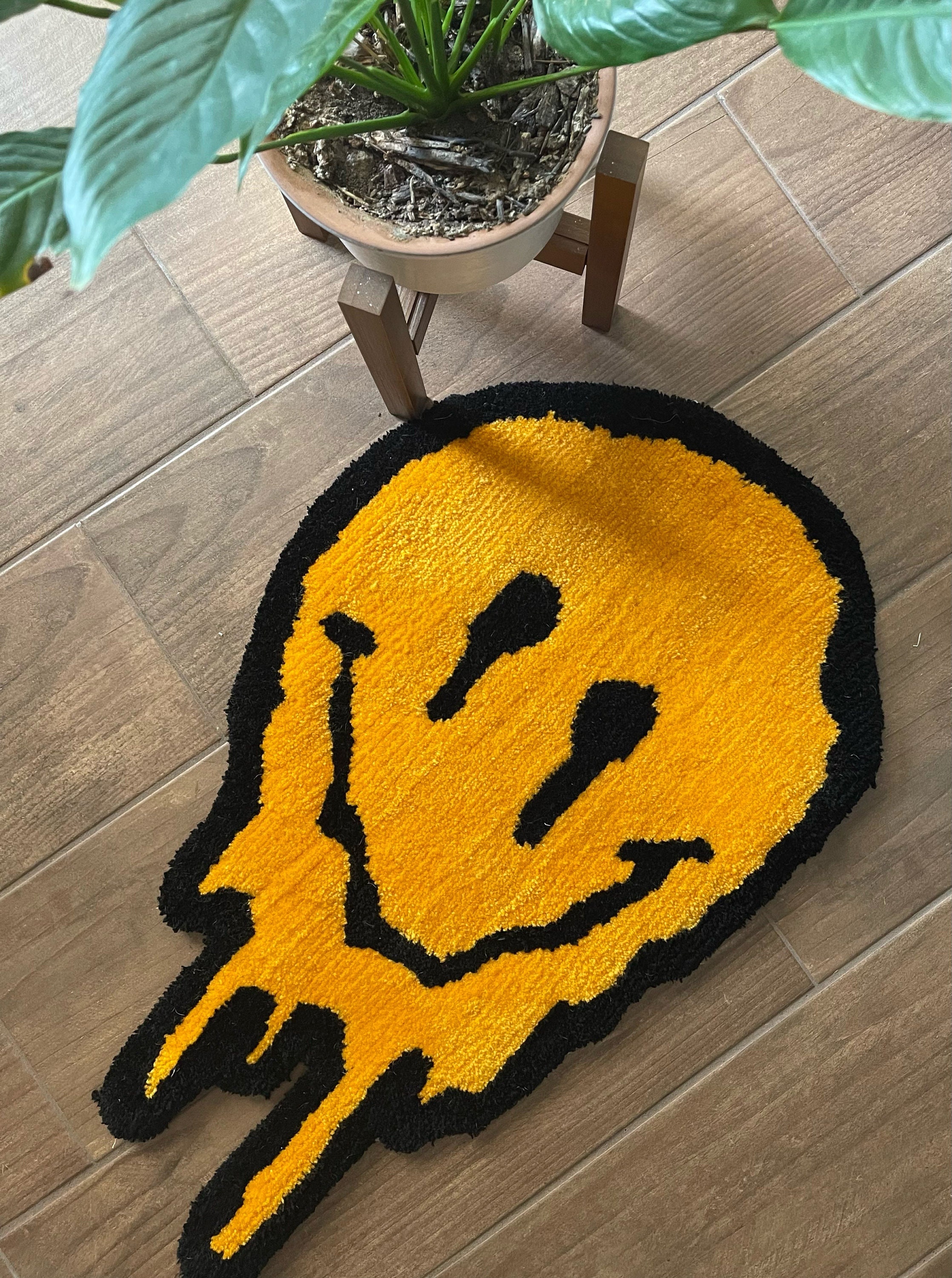 Trippy Smiley Face Rug Melting Smiley Face Rug Handmade Tufted
