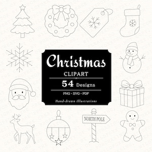 Minimalistischer Weihnachts-Tattoo-Blitz-Bogen | 54 Line Art Designs (PNG, SVG, PDF)